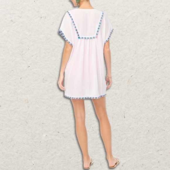 J.Crew BOHO Embroidered Loose Top Breathable Lightweight White Tassel W XS NWT - Picture 2 of 9